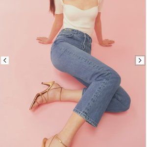 Reformation Cynthia Chainlink High Rise Straight Jeans Sz 28